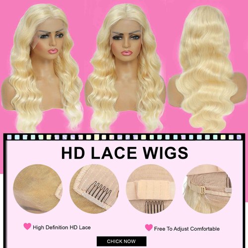 MIGURA 613 13x6 Lace Front Wig Human Hair 200 Density Blonde Body Wave HD Lace Front Wigs Human Hair Pre Plucked Lace Frontal Wigs for Women 20 Inch