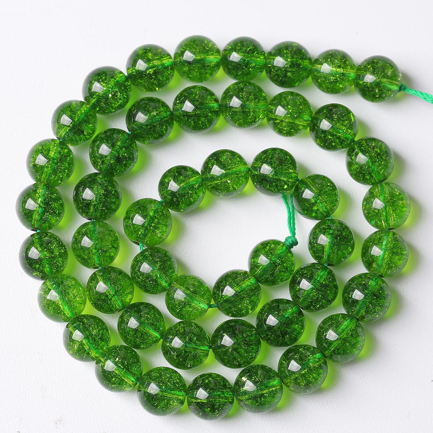 36PCS 10MM Beads Green Crystal Quartz Gem Energy Crystal Healing Jewelry Making Natural Stone Beads DIY (Green Crystal, 10MM)