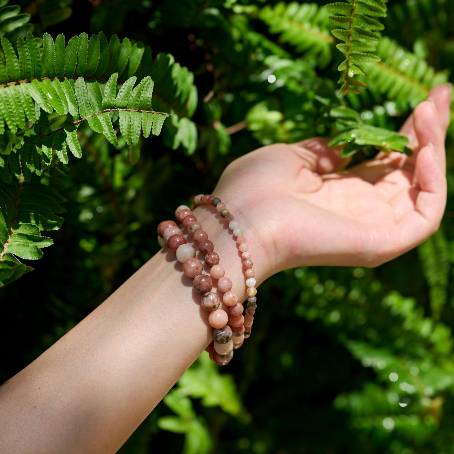 Bivei Plum Blossom Jade-Hope & renascence-4mm Beaded Bracelets for Women Handmade Semi Precious Natural Stone Stretch Elastic Jewelry Yoga Protection Gifts