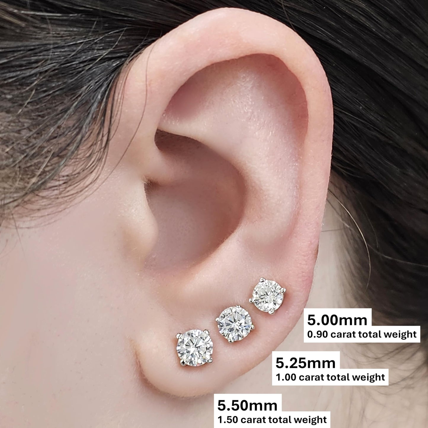 Central Diamond Center Round Simulated Diamond Stud Earrings Hypoallergenic Metal & Sterling Silver CZ - 5.50mm (1.50cttw) Platinum