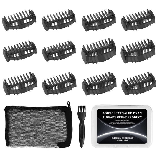 Guide Comb 0.5/1/1.5/2/2.5/3/3.5/4/4.5/5/7/9 MM for Norelco Trimmer Shaver, Compatible with Obalde QP2724/QP2834/QP2520/30, QP2620, Hybrid Electric Trimmer Guards with Cleaning Brush and Storage Bag