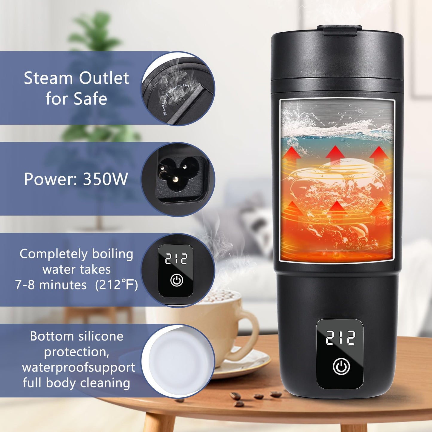 Travel Electric Kettle, Balabulala Portable Water Boiler with 6 Variable Presets, Personal Small Electric Kettle with Keep Warm Temperature Controls & Boil Dry Protection, 17oz