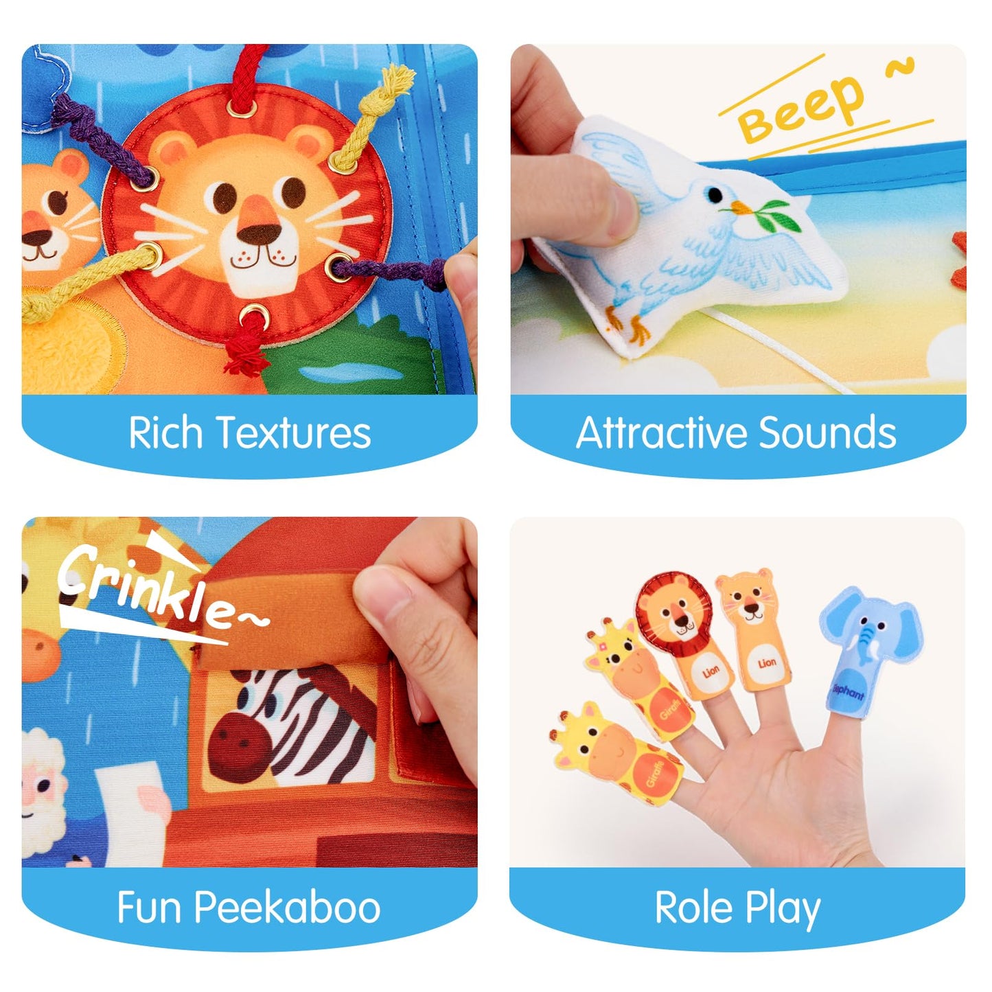 hahaland Noah's Ark Toy Busy Book for Toddlers 1-3 - Baptism Gifts for Boys Girls - Montessori Toys for 1 Year Old, Sensory Early Learning Educational One Year Old Boy Birthday Christmas Toddler Gifts