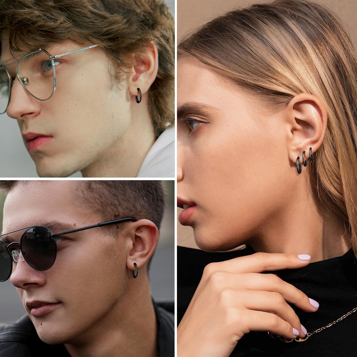 YADOCA 8 Pieces Clip On Earrings For Men Women Non-Piercing Fake Stainless Steel Clip On Hoop Earring Cool Earrings Ear Clips Set for Gifts