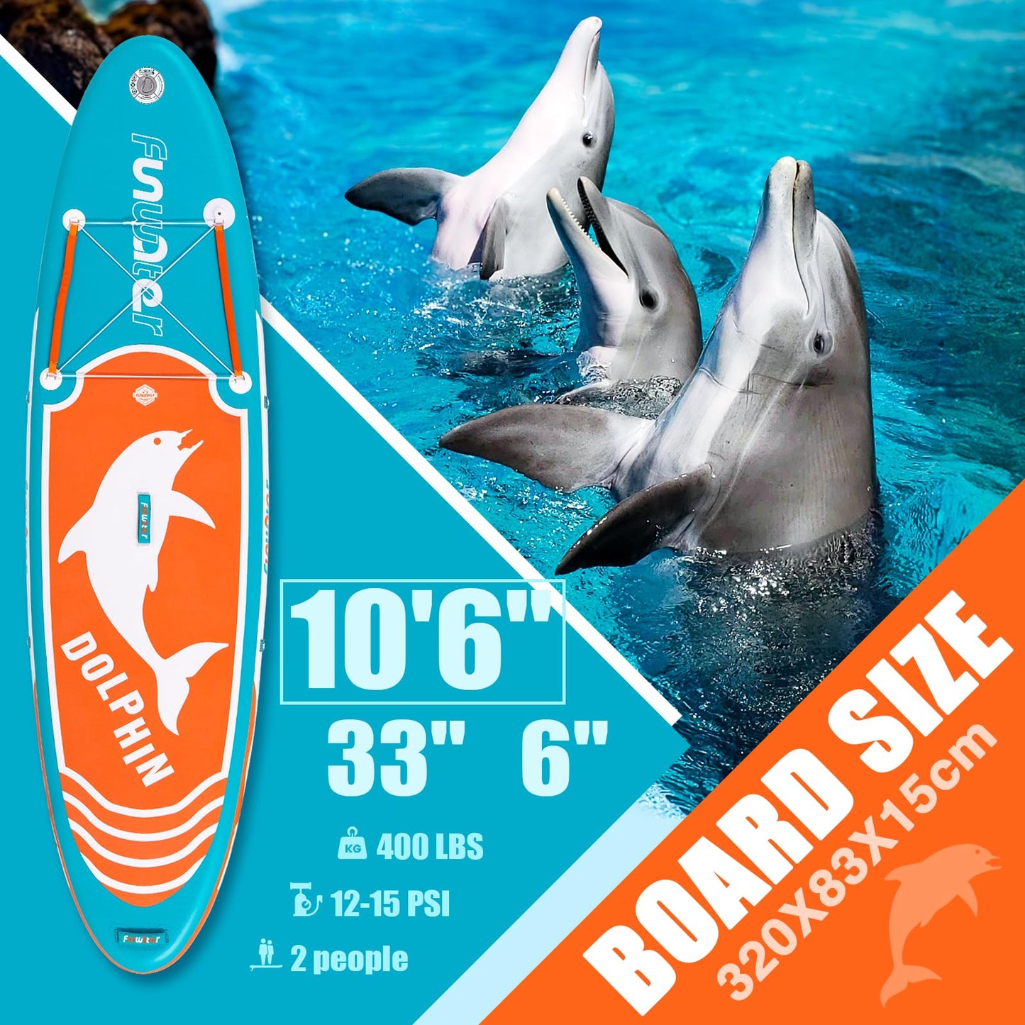 FunWater Inflatable Stand Up Paddle Boards Ultra-Light SUP Wide Stable Design Non-Slip Comfort Deck for Youth & Adults with Premium SUP Board Paddle Accessories