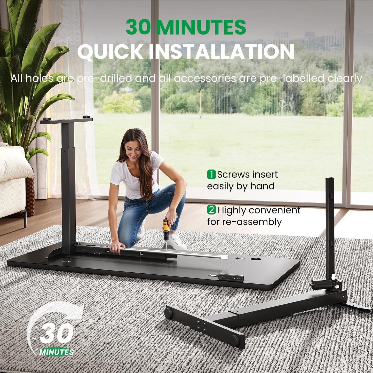 OHOHOLIVE Electric Standing Desk Adjustable - 48 x 24 Inch Sit Stand up Desk with Cable Management - 3 Memory Preset Adjustable Height Table