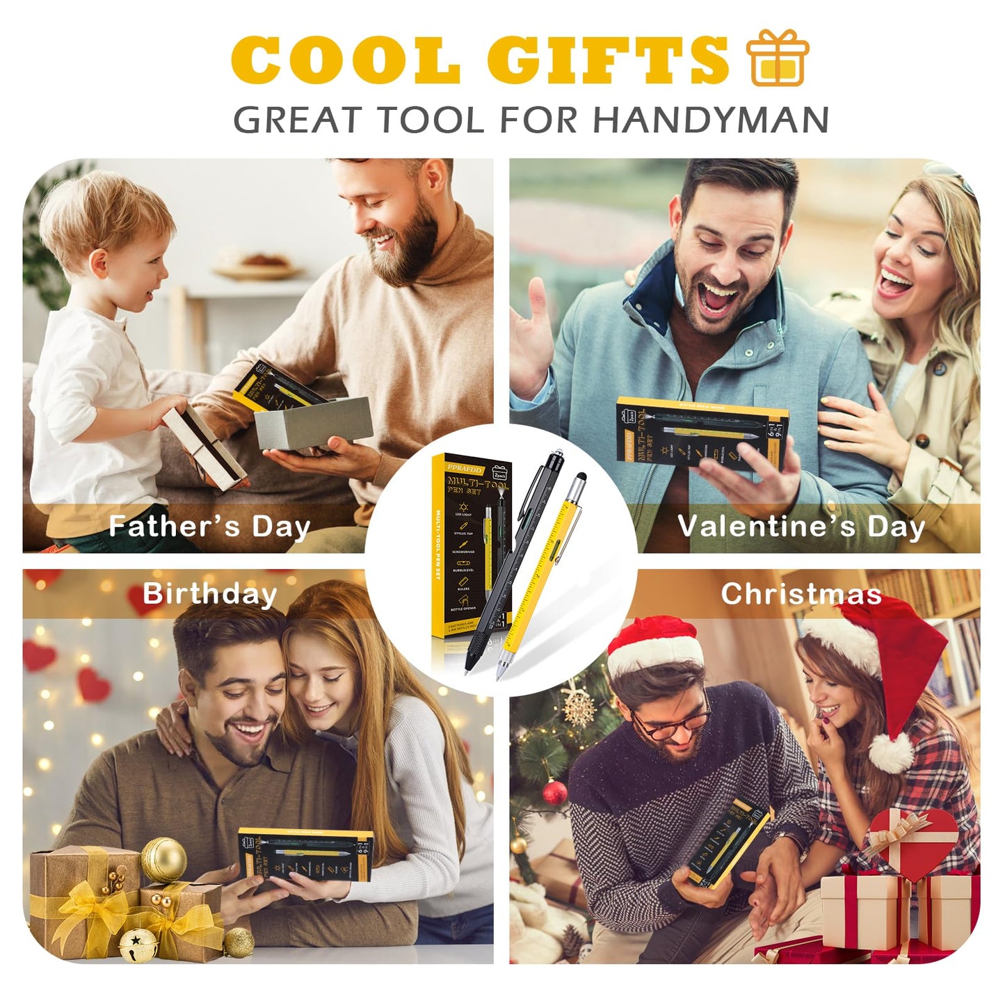 PPRAFDD 9 in 1 Multitool Pen Set, Gifts for Men, Multi Tool Pen Set, Mens Gifts for Fathers Day Dad Gifts, Birthday Gifts for Him, Valentines Day Gifts for Him, Stocking Stuffers for Adults Men