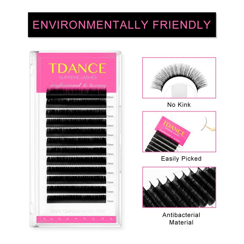 TDANCE Lash Extension Matte Black Eyelash Extension C CC D DD J B L Curl Volume & Classic Lash Extensions 0.03-0.18mm Thickness Professional Salon Use(0.03-DD,16 mm)