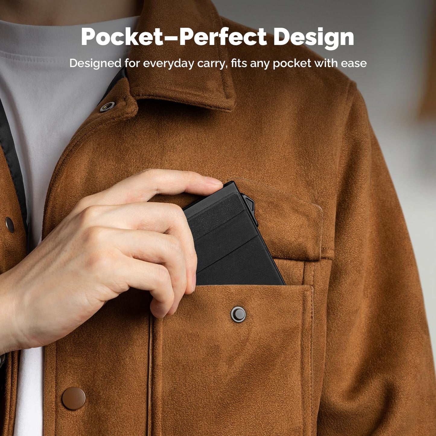 YESIIW Slim Wallet for Men - Pop up Card Holder RFID Blocking Minimalist Business Credit Card Wallet with Money Pocket Metal Card Case for Notes and Coins and Debit Cards Black