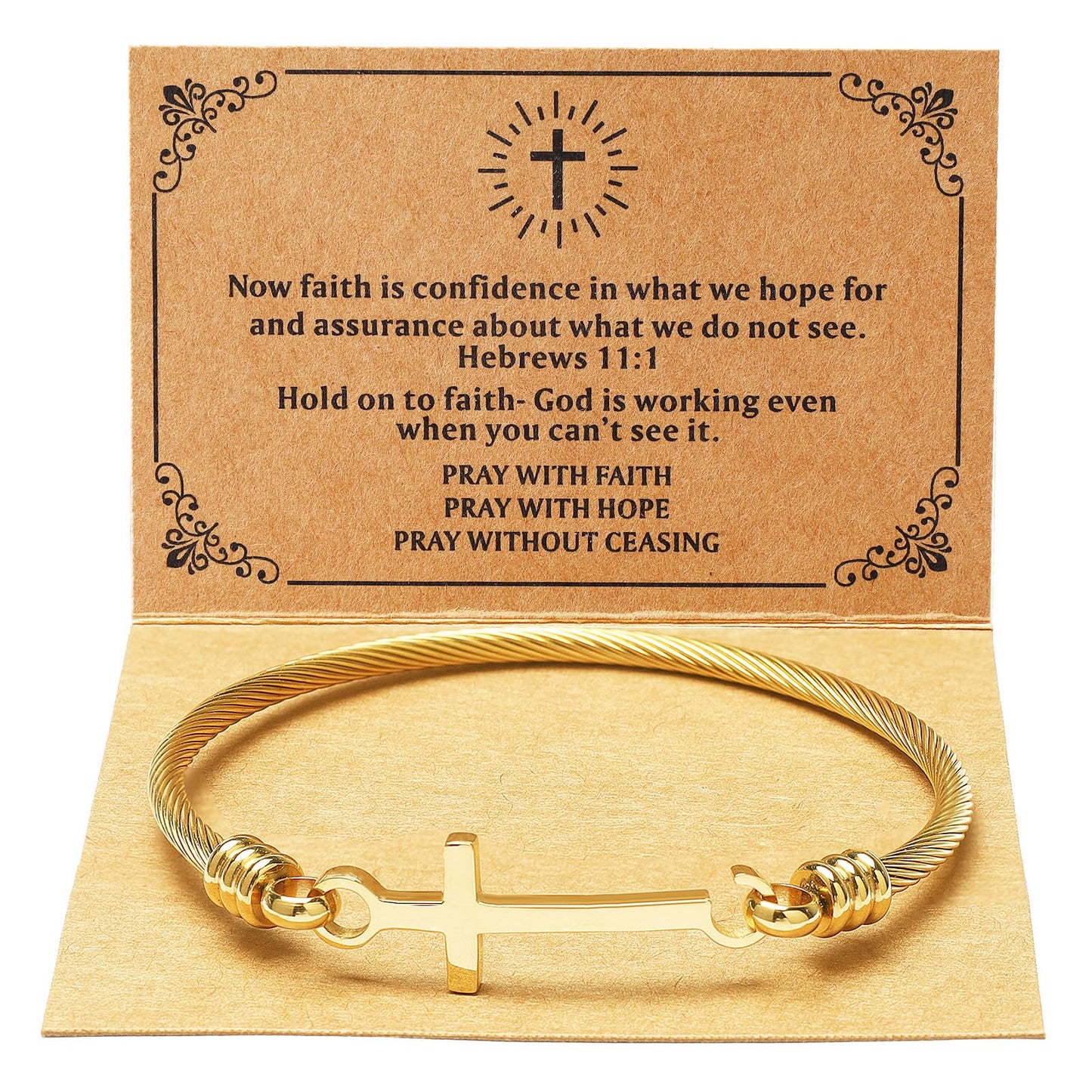 DS Religious Gift for Her Christian Cross Bracelet Bible Verse God is Within Her She Will Not Fall Inspirational Bracelets For Women Stainless Steel Jewelry Gift To Daughter Best Friend (Cross bracelet-Gold 13)