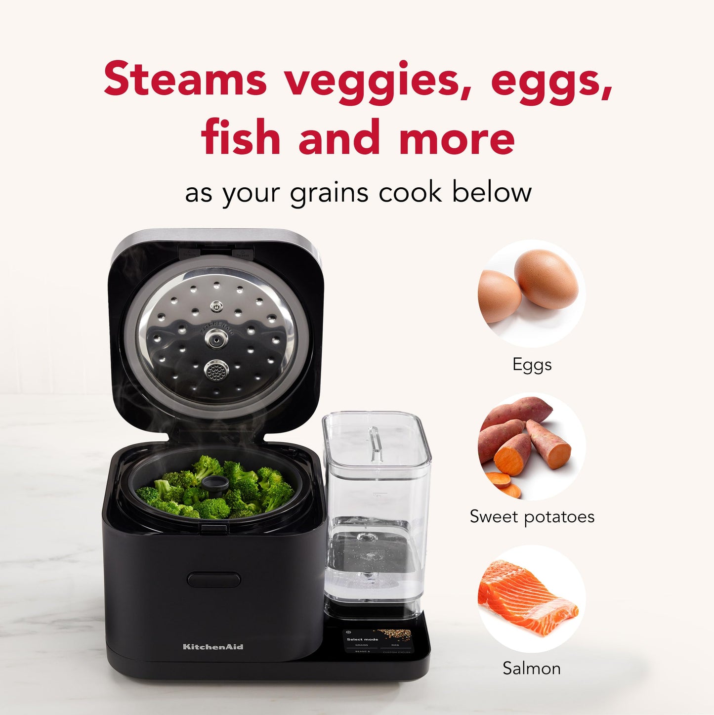 KitchenAid Grain and Rice Cooker 8 Cup with Automatically Sensing Integrated Scale + Water Tank, KGC3155, Black Matte