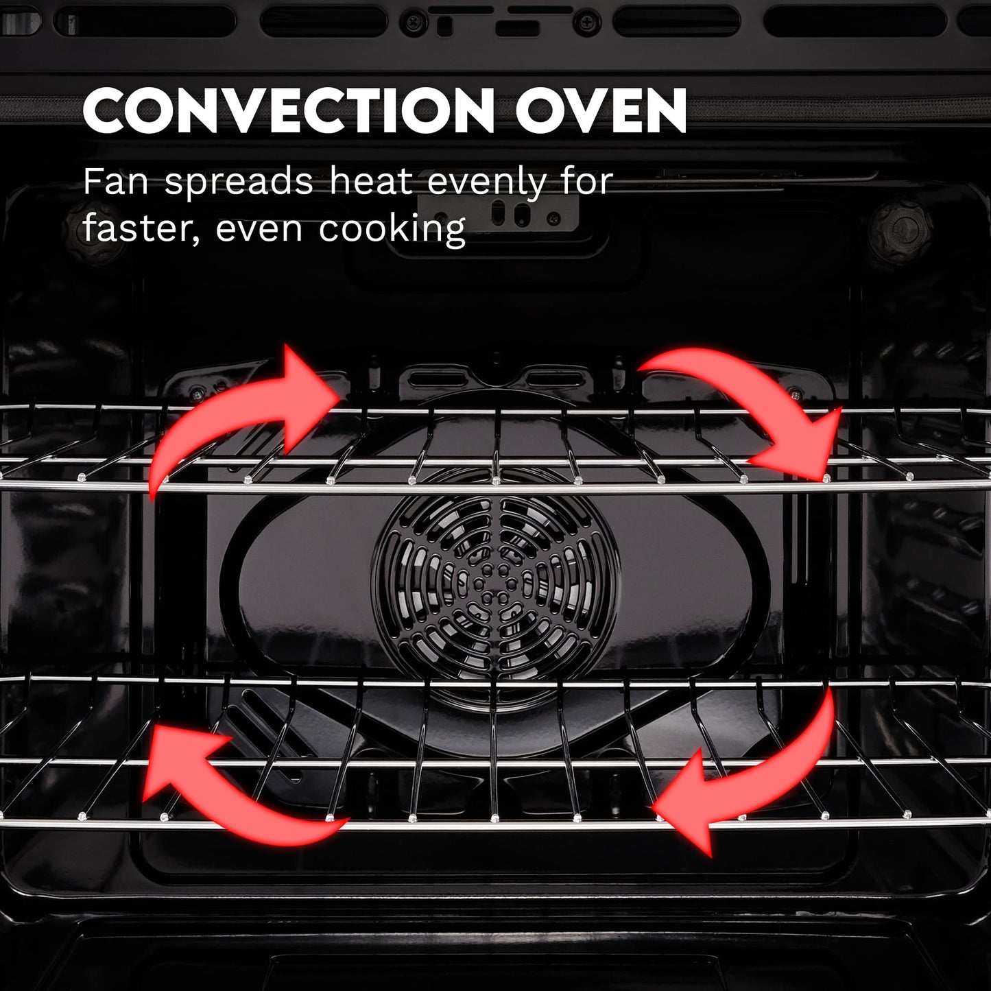 COSMO COS-ERD304K-BK 30 in. Stellar Collection 4.9 cu. ft. Electric Range with 4 Burner Glass Cooktop and Convection Oven in Matte Black