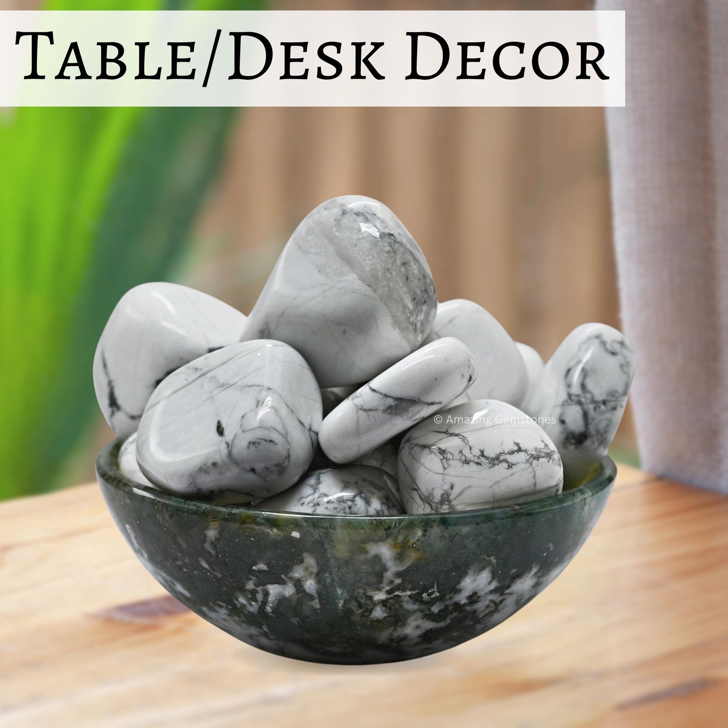 Amazing Gemstone Howlite Crystal Tumbled Stones Polished Rocks - Natural Gem Stones for Healing - DIY Crystals for Protection (1 Piece)