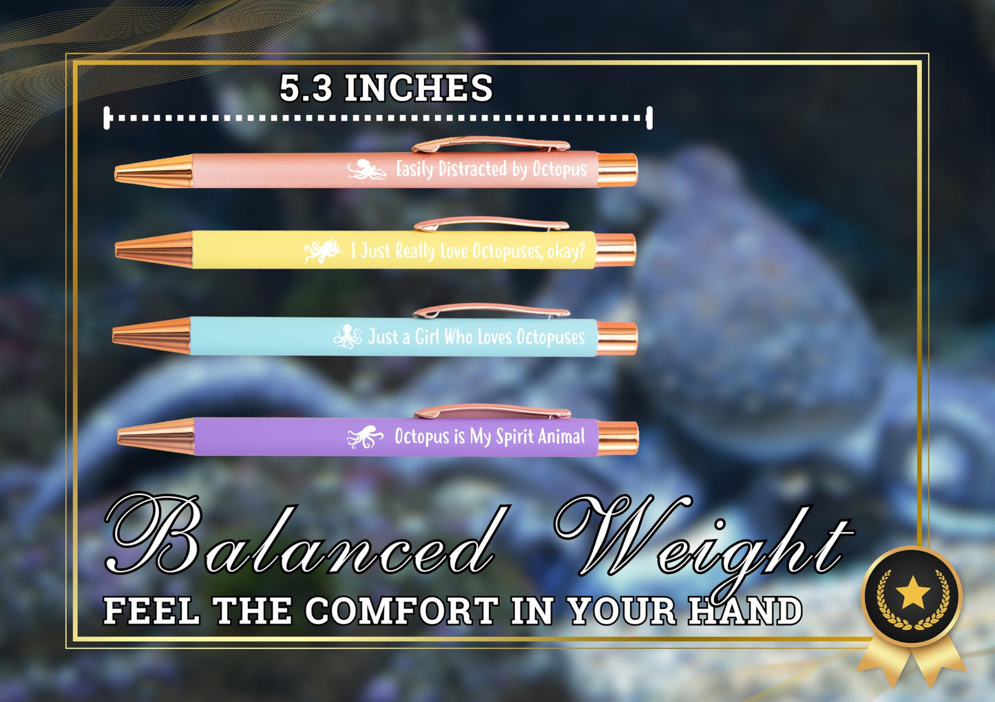 InnoBeta Octopus Gifts for Octopus Lover, Ballpoint Pen Set of 4, Gifts for Octopus Nerd on Birthday, Christmas and any Special Occasion