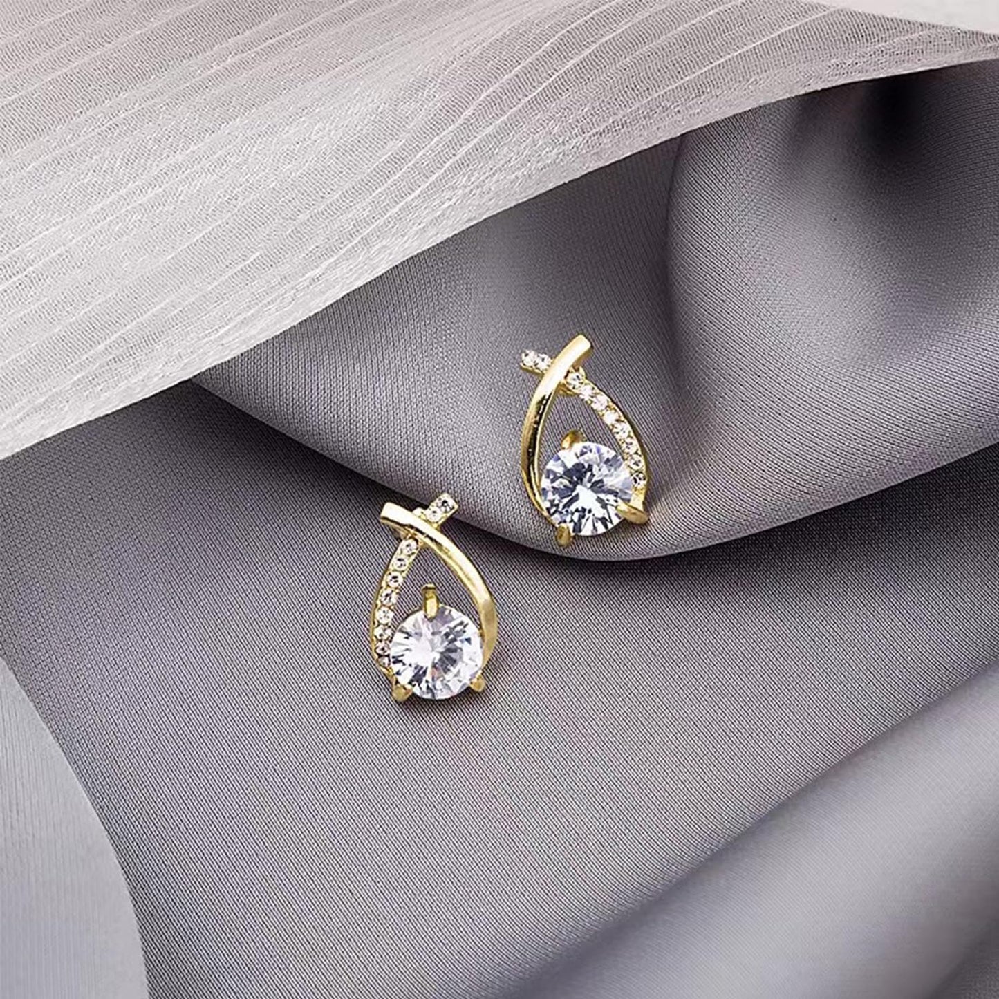 GLMOCM Lymphvity Germanium Earrings: Silver Zircon Modern Hoops Dangle Earrings