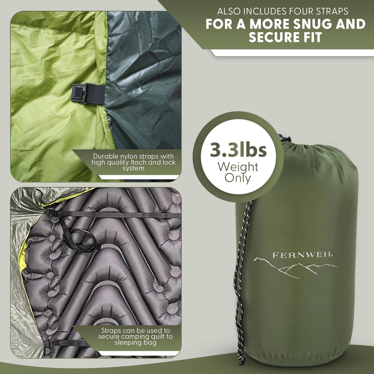 Two-Person Double Wide Sleeping Bag Top Quilt - 850 Down Ultralight Camping Blanket - 3.3 lbs, 30°F Rated, Water-Resistant Backpacking Quilt