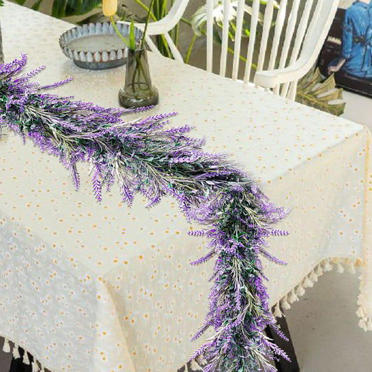 6Ft Lavender Purple Artificial Garland All Year Lavender for Wedding Mantle Spring Summer Garland Indoor Outdoor Home Farmhouse Party Stair Table Window Home Decoration