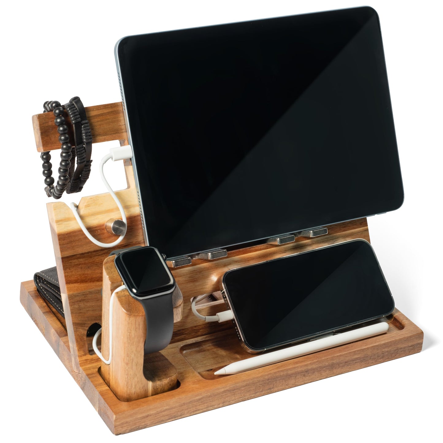 Orchers Wood Phone Docking Station for Men, Nightstand Organizer, Gifts for Him from Daughter Son Wife, Christmas Anniversary Birthday Gift Ideas for Husband Him