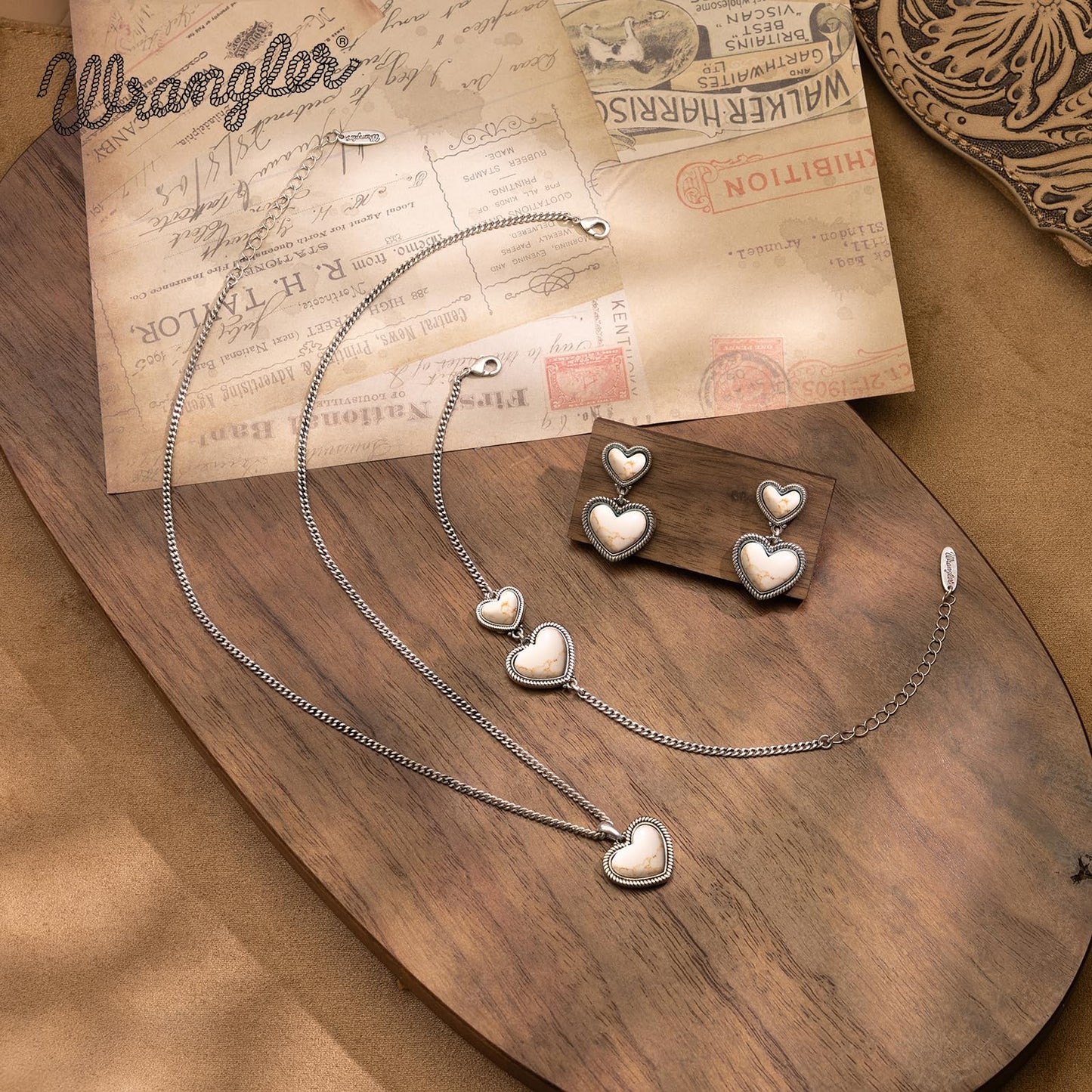 Montana West Wrangler Heart Turquoise Pendant Necklace for Women Western Gold Plated Cowgirl Cowboy Classic Trendy Jewelry AR-WNS-HT-1118SBG