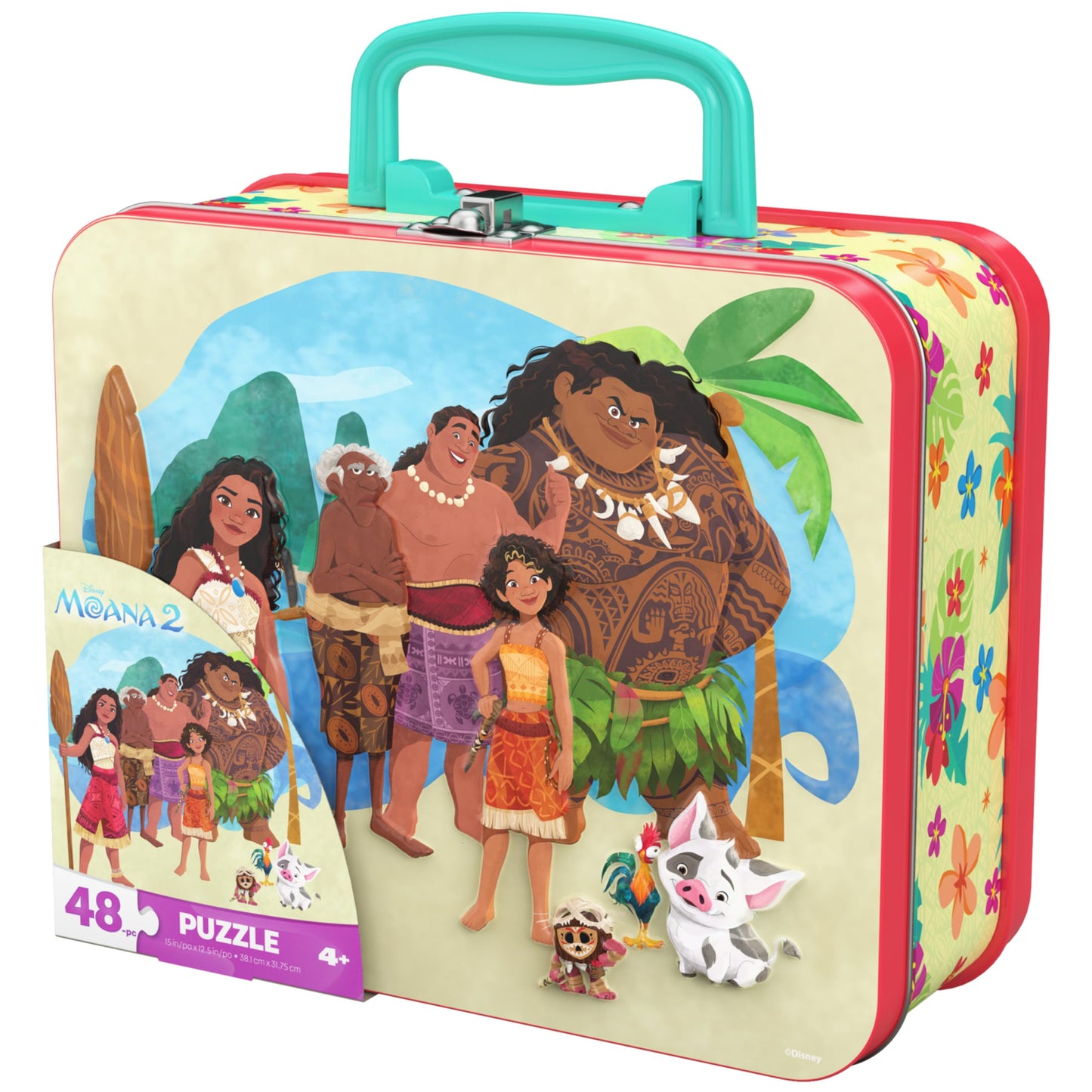 Spin Master Games, Disney’s Moana 2 Puzzle in Reusable Lunchbox Storage Tin, 48 Pieces, Disney Puzzle, Kids Toys for Girls & Boys, for Ages 4 & Up