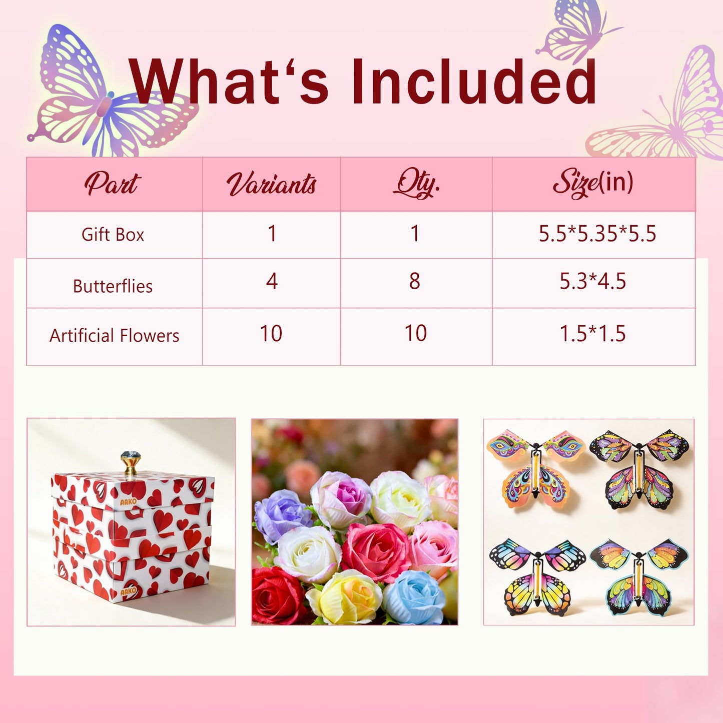 Flying Butterfly Birthday Surprise Explosion Gift Box Pop Up Present for Women & Men - The Perfect Way to Celebrate Your Wife Girlfriend Best Friend or Mom on Valentine‘s Day Anniversaries & Mother’s Day