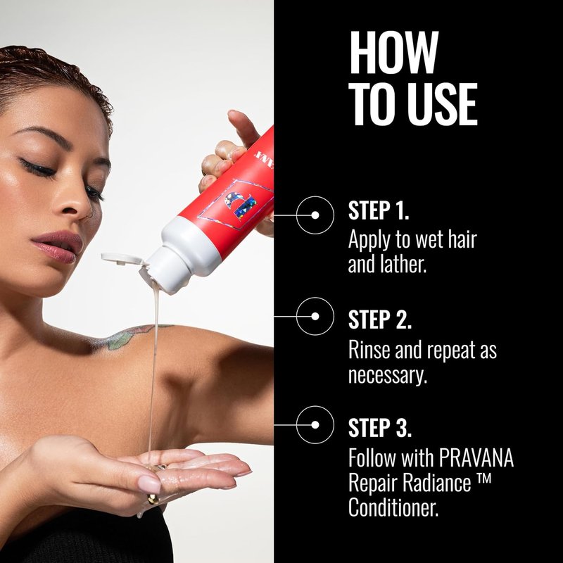 Pravana Repair Radiance Shampoo - Strengthens & Restores Damaged Hair | Reduces Breakage & Enhances Shine | Vegan, Paraben-Free