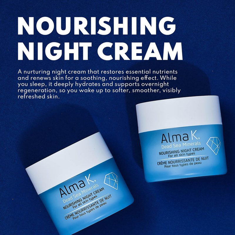 Alma K Nourishing Night Cream - Face Cream for All Skin Types - Facial Moisturizer with Dead Sea Minerals - Face Moisturizer for Women - 1.7 oz