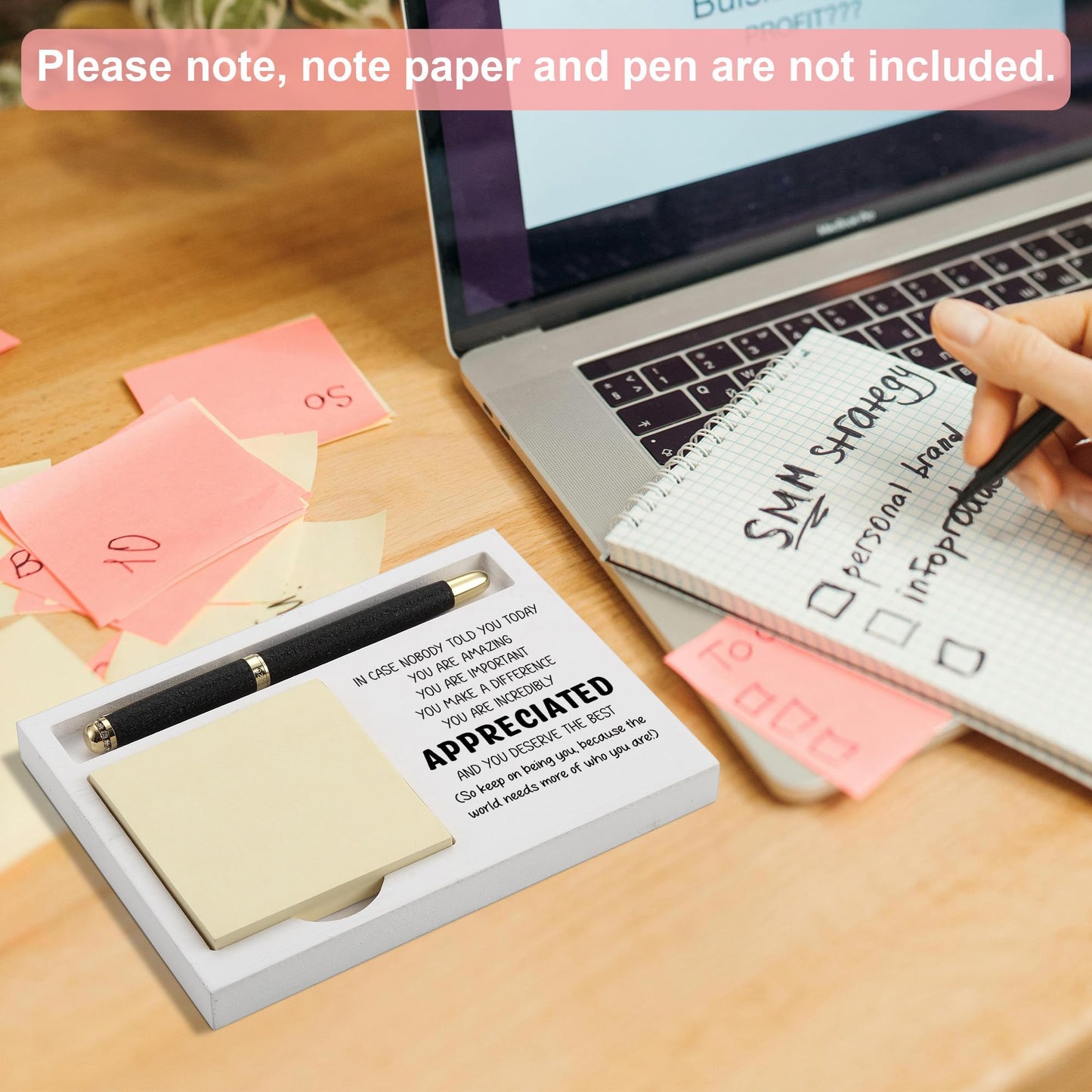Appreciation Desk Organizer for Coworker Boss Friend, You are Amazing Motivational Gift, Pen and Sticky Note Holder for Office Decor, Birthday, Thank You - FTB319