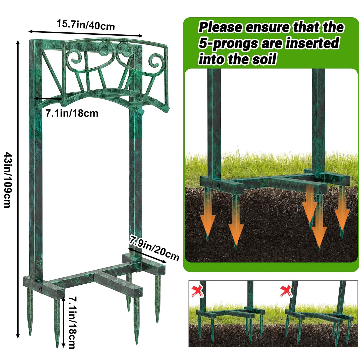 Garden Hose Holder, Heavy Duty Metal Water Hose Holders Hose Stand with 5 Spikes, Freestanding Hose Storage Rack Hose Hanger Holds 150ft Hose for Outside Yard Lawn Garden Decor (Retro Green)
