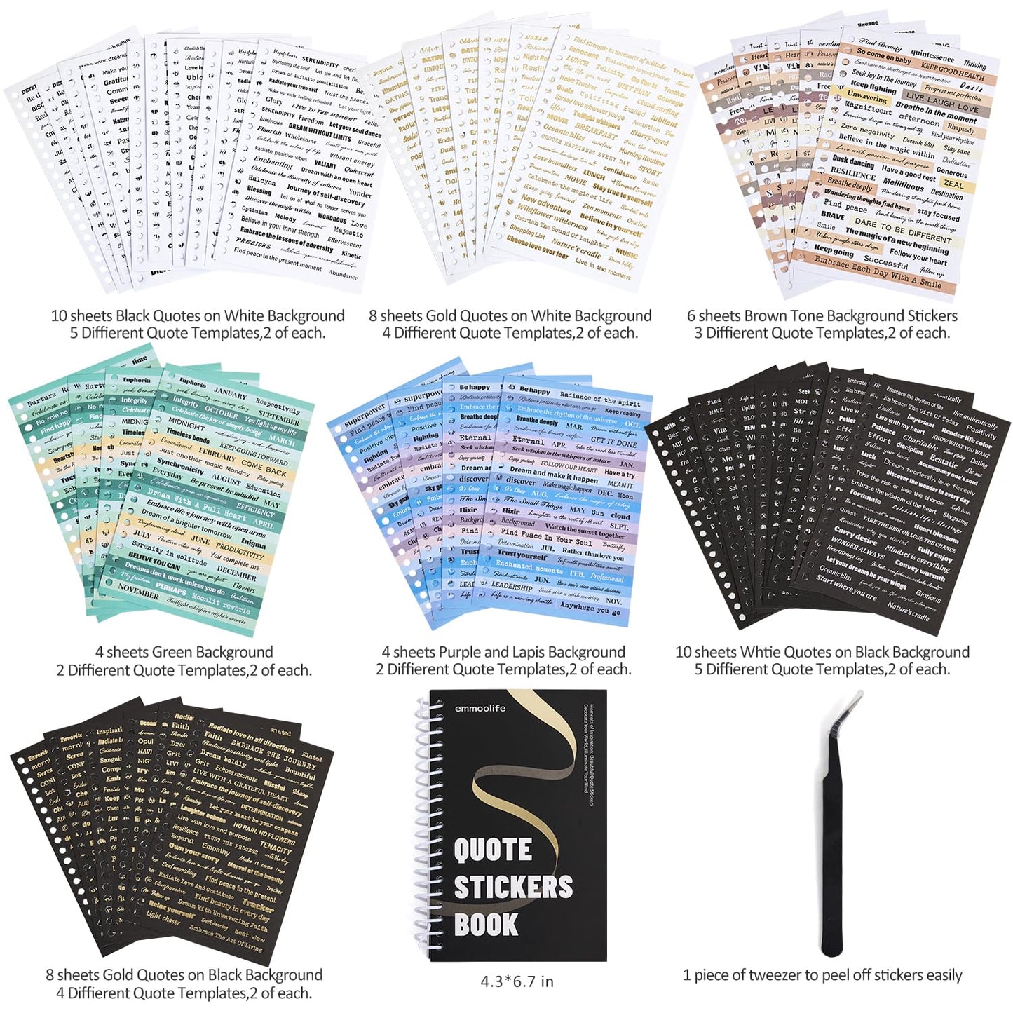 2500+ Pcs Word Stickers for Journaling, 50 Sheets Quote Sticker Gold Foil Art Scrapbook Supplies for Junk Journal, Scrapbooking Supplies for Bullet Journal Craft Small Talk Stickers for DIY Gift Card