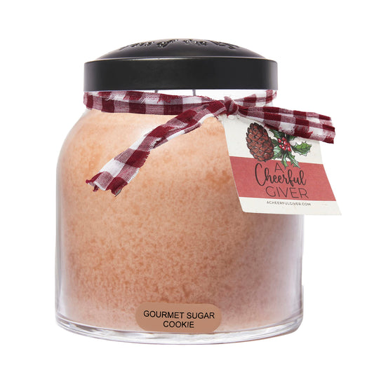A Cheerful Giver — Gourmet Sugar Cookie - 34oz Papa Scented Candle Jar with Lid - Keepers of the Light - 155 Hours of Burn Time, Gift for Women, Brown