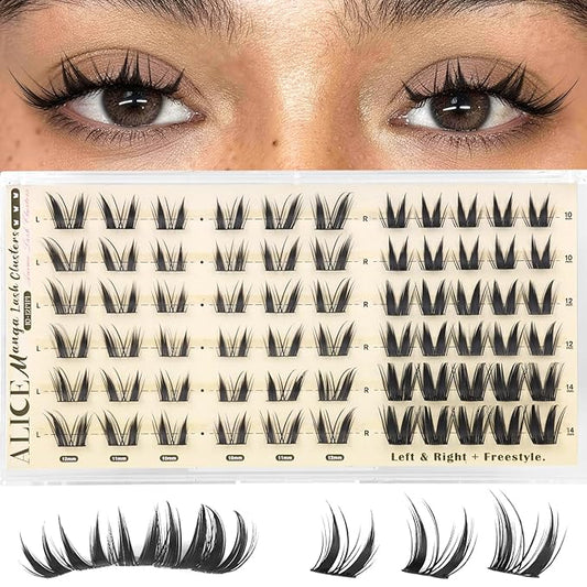ALICE Bunny Lash Clusters with Spikes Eyelash Clusters 10-14mm Cluster Eyelash Extensions Manga Left & Right Lash Extensions Anime Individual Lashes