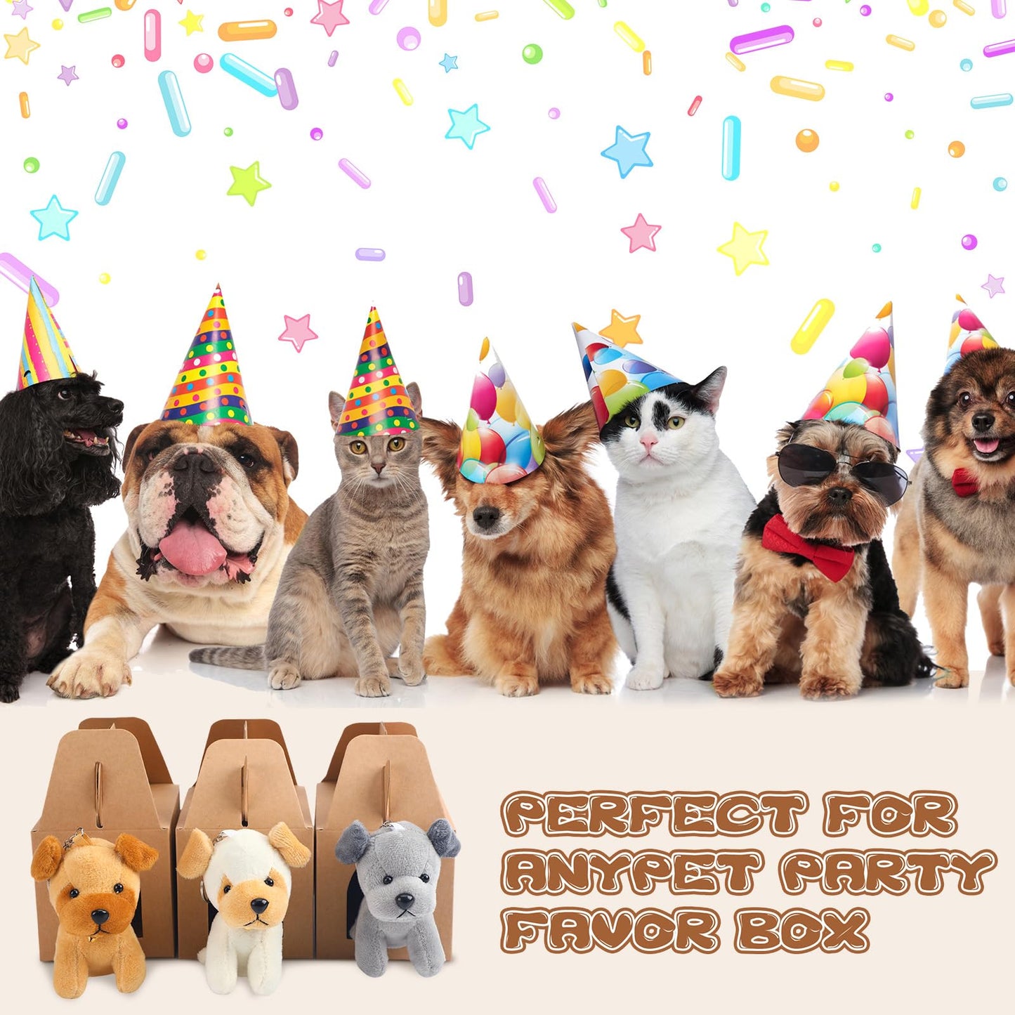 Fainne 24 Pcs Party Favors Boxes Foldable Treat Gift Boxes Candy Goodie Cases Decorations Adopt Pet Gift for Birthday Wedding Bridal Shower Party Favors (Classic)
