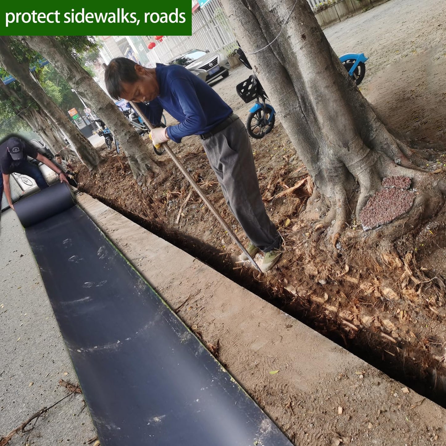 50ft x 30in x 80mil Tree Root Barrier -Protect Sidewalks & Landscapes | Heavy-Duty Bamboo Root Blocker for Invasive Roots