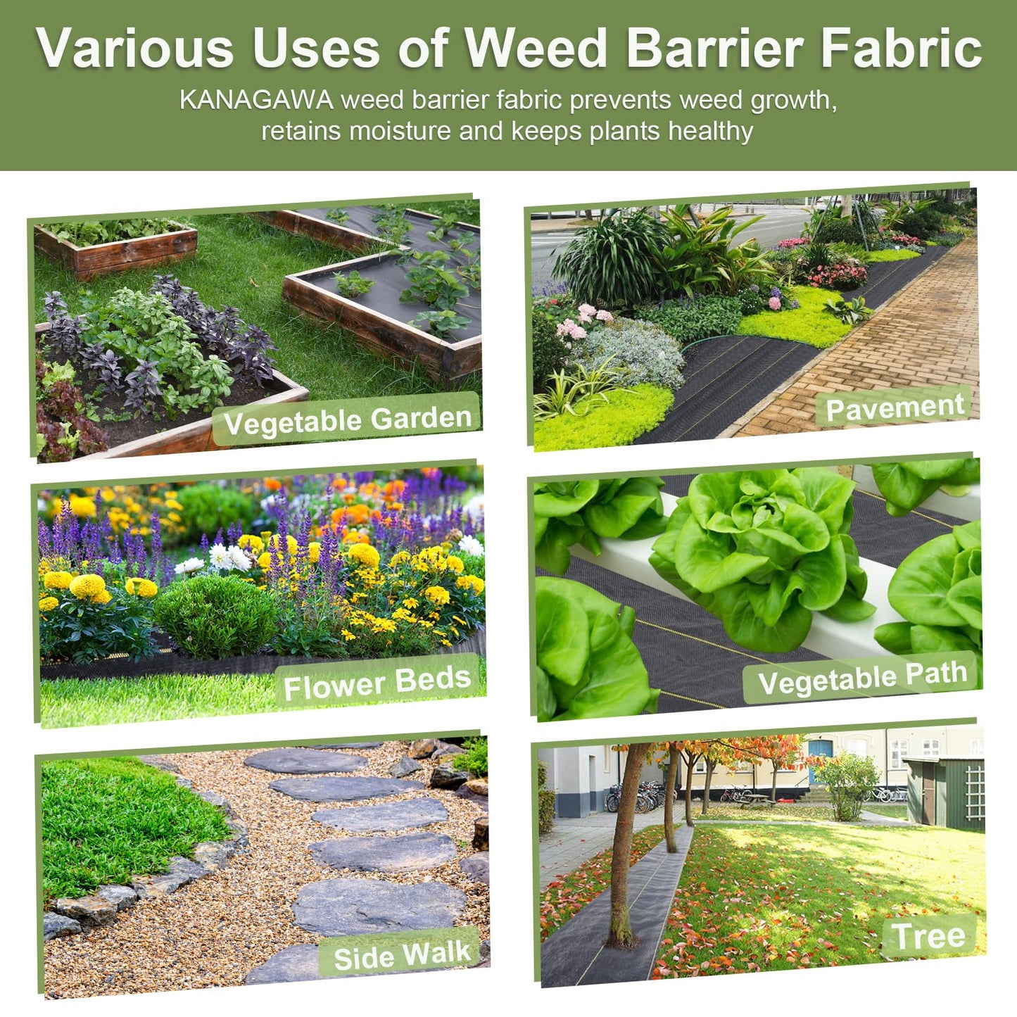 KANAGAWA 3oz Heavy Duty 3ft x 100ft Weed Barrier Fabric Professional Woven Landscape Ground Cover with 30 Landscape Staples, Landscape Fabric Density for Driveway Garden Yard Greenhouse Gardening