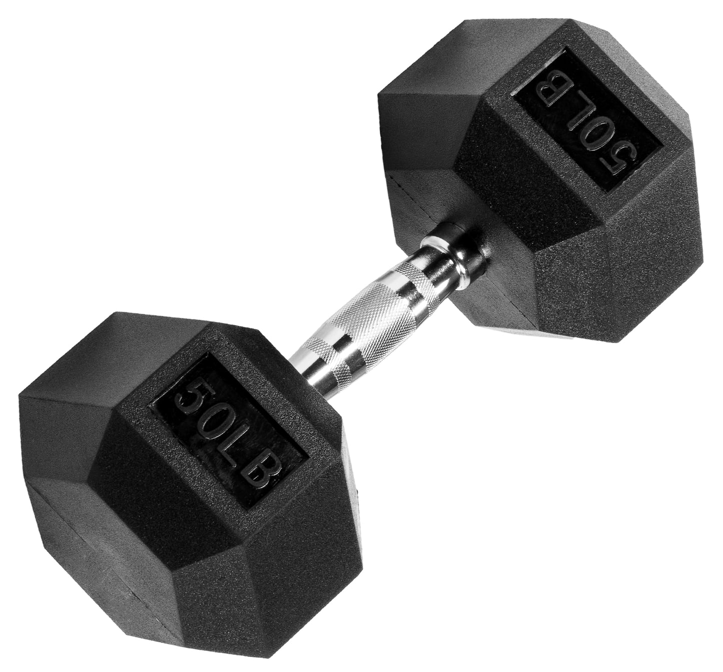 Fitvids Rubber Encased Hex Dumbbell, 50LB Single