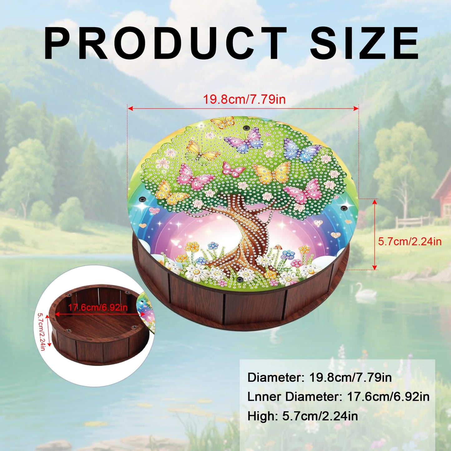 JZHYOAN Butterfly Diamond Art Snack Box with Lid DIY Animal Special Pattern Holder Box Diamond Painting Wood Container Holder Movie Snack Tray Organizer for Home Relaxing Desktop Snack Storage Decor