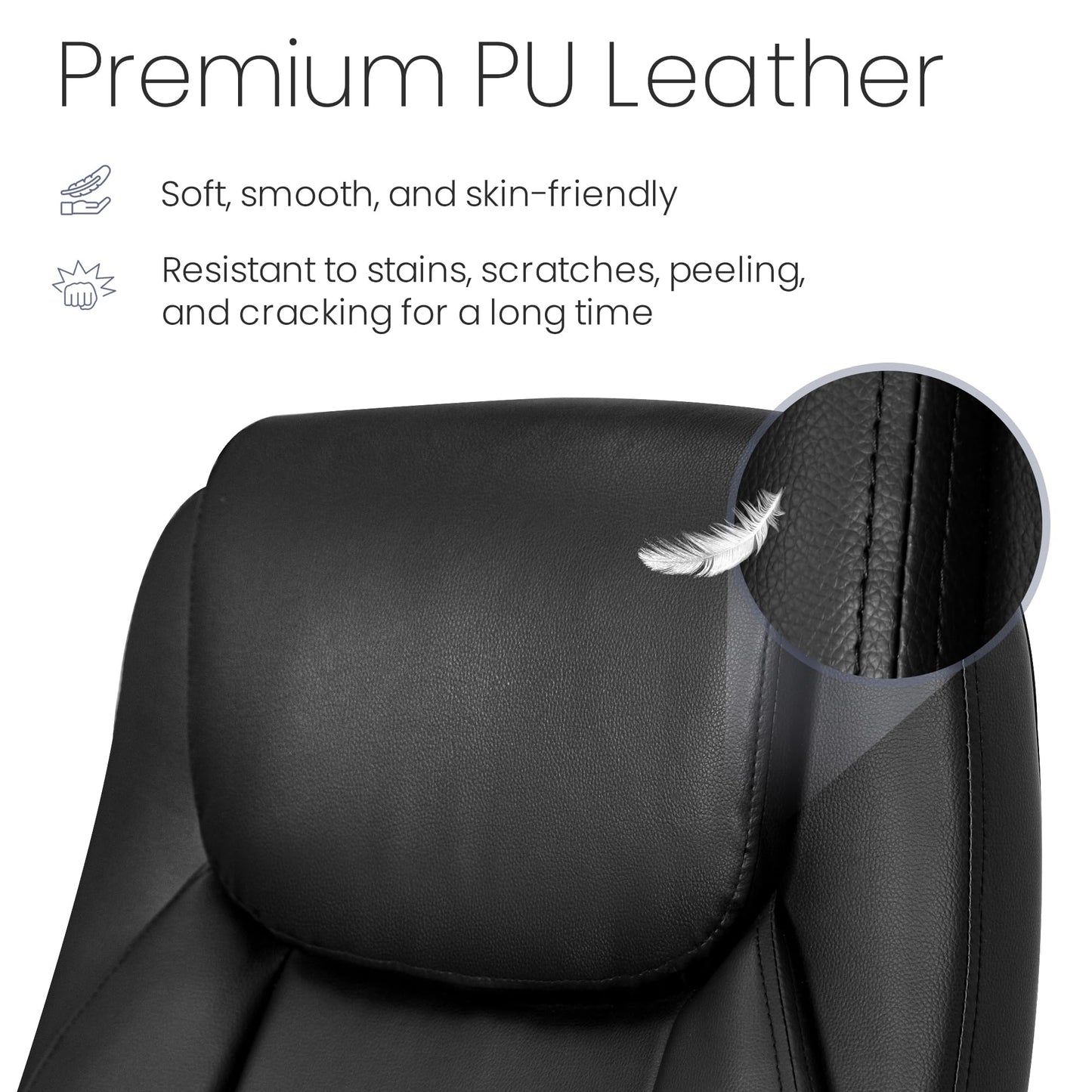 NEO CHAIR Ergonomic Office Desk Gaming Computer Chair Executive High Back Support Flip-up Arms Adjustable Height Swivel Rolling Wheels Comfy PU Leather for Home (Black)