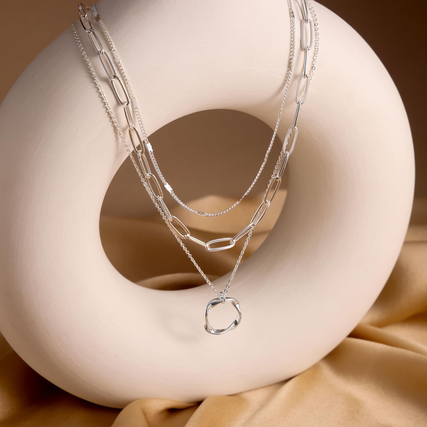 CHESKY Layered Silver Necklaces for Women Trendy, Silver Plated Dainty Stackable Charm Necklaces for Womens Layering Paperclip Chain Diamond Pendant Necklaces Jewelry Set for Women Gifts