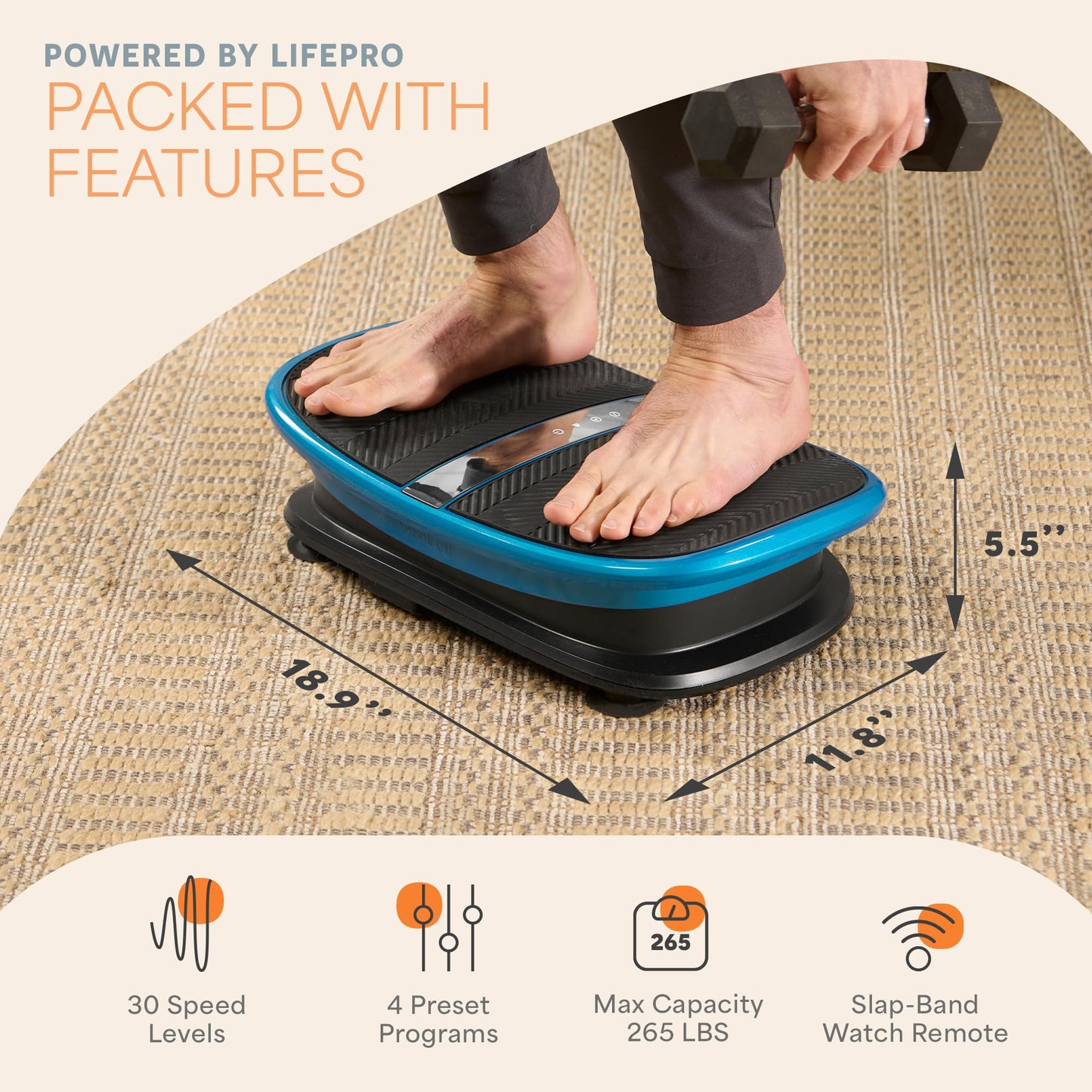 Lifepro Voice-Controlled Vertical Motion Vibration Plate for Lymphatic Drainage with Heat Therapy – Whole Body Curved Vibrating Platform for Muscle Relaxation & Recovery, 265 lb Max Load