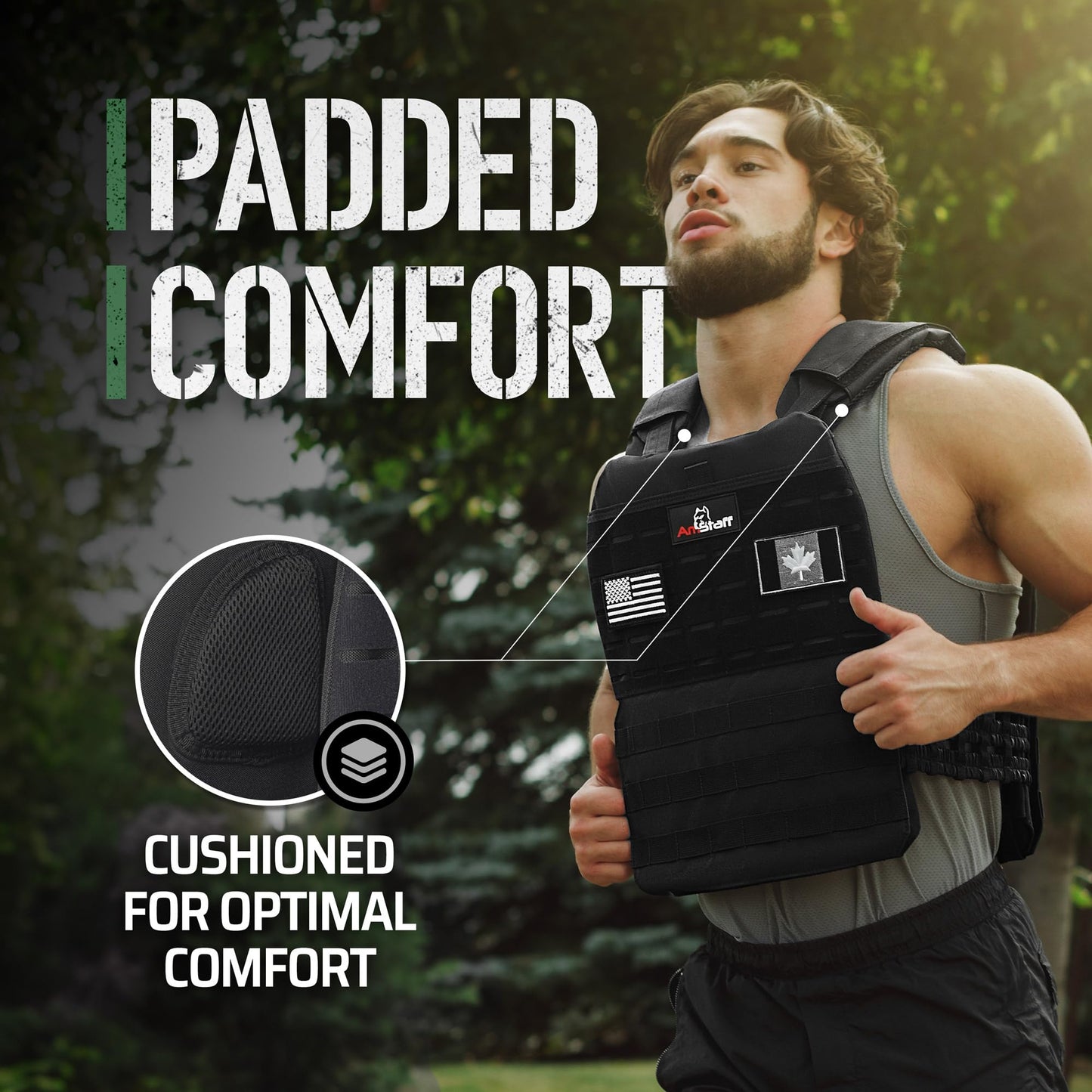 AmStaff Fitness Tactical Weighted Vest - Adjustable Weight Vests for Men & Women - Versatile Wearable Weighted Vest for Fitness Workouts, Strength and Endurance Training, Running, WO - (30lb)