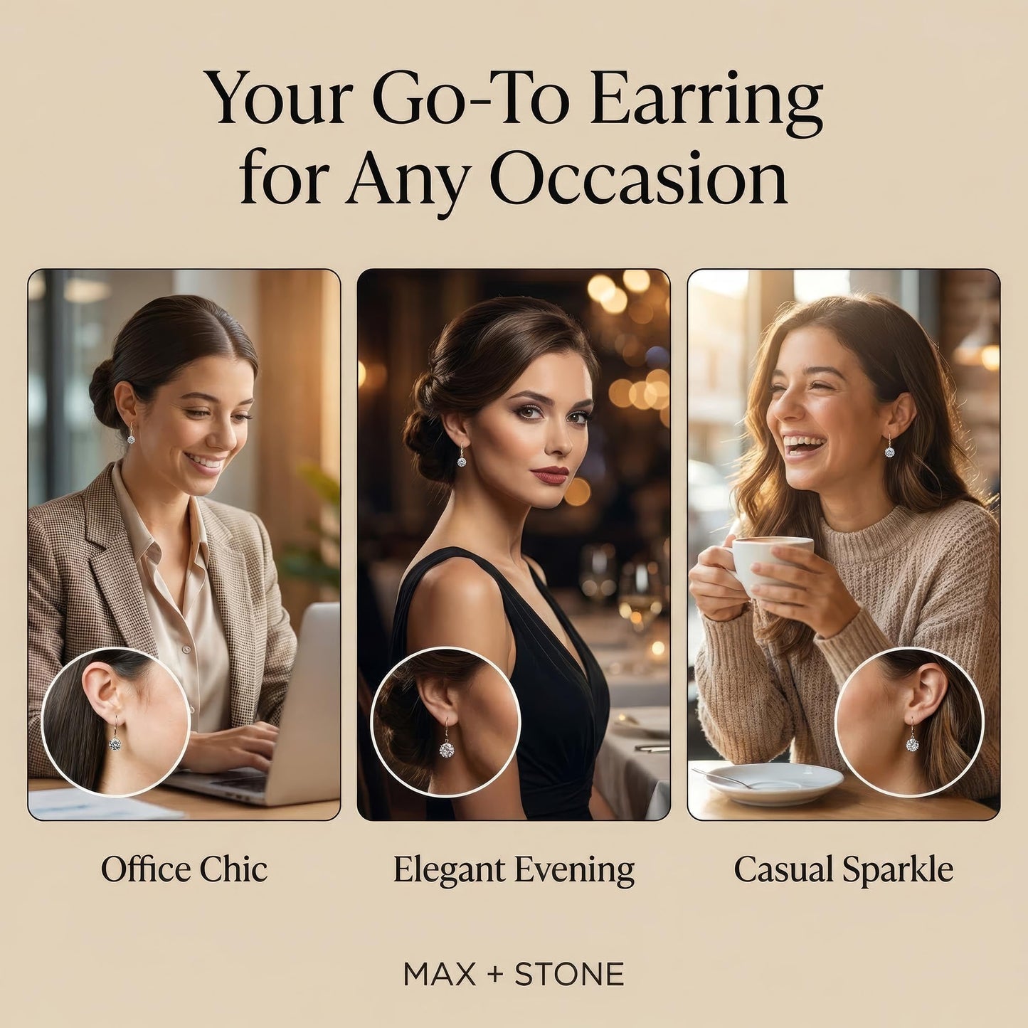 MAX + STONE 14k Gold Leverback Cubic Zirconia Dangle Earrings for Women | Real Yellow Gold Dangle Earrings | 2 CT.TW 14k Gold Earrings for Women | CZ Cubic Zirconia Drop Earrings