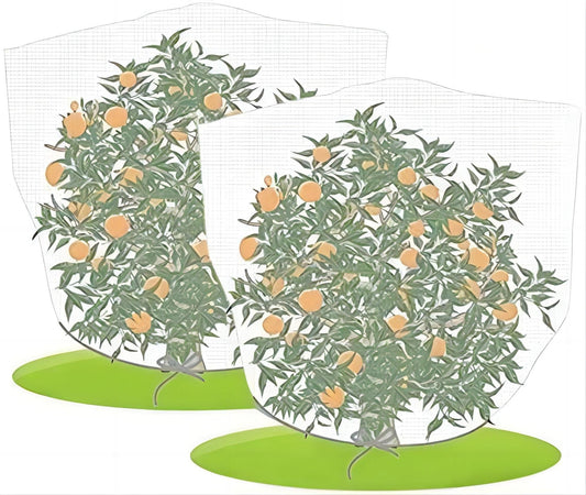 Agfabric 2 Pack Fruit Tree Netting Protection Bag with Drawstring,7.2x6.5 FT Garden Netting Insect Pest Barrier,Bird Netting Plant Covers for Vegetables Fruits Flower,White