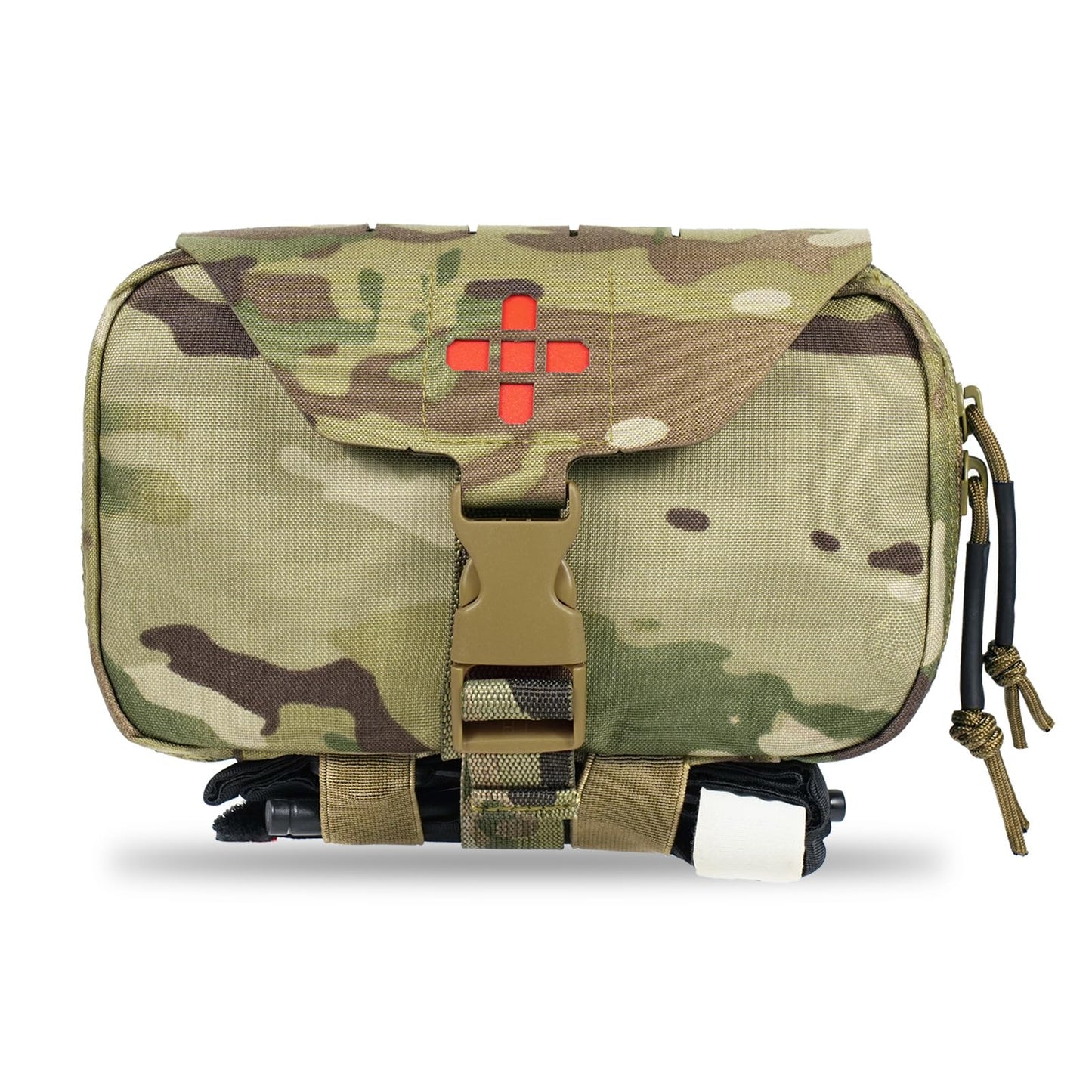 Lonloke Ifak Pouch-Rapid Deployment Tactical MOLLE Trauma Kit Pouches, Quick Release Tear-Off Medical First Aid Kit Organiser with Red Immediate Identify for Emergency Surviva Activities. (MC)