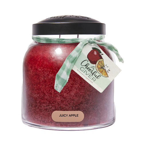 A Cheerful Giver - Juicy Apple - 34oz Papa Scented Candle Jar with Lid - Keepers of the Light - 155 Hours of Burn Time, Gift for Women, Red