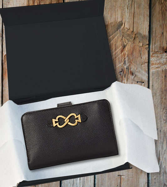 2 Pack Black Hard Gift Box with Magnetic Closure Lid 7" x 5" x 1.6" Rectangle Boxes For Gifts With Black Glossy Finish (Black, 2 Boxes)