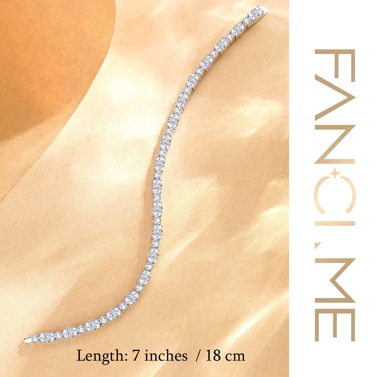 FANCIME April Birthstone Bracelet Sterling Silver Luxury Cubic Zirconia Tennis Bracelet Oval Gemstone Dainty Fine Jewelry for Women 7"