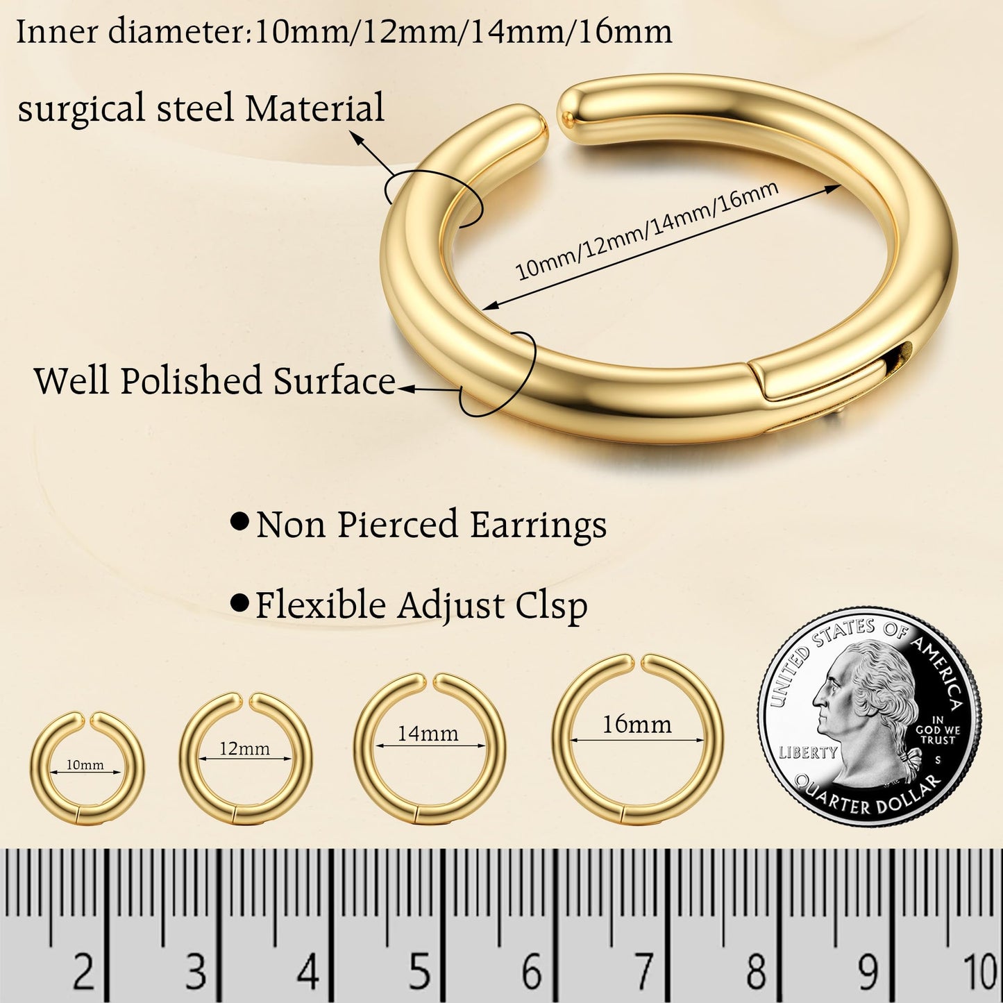 YADOCA 8 Pieces Clip On Earrings For Men Women Non-Piercing Fake Stainless Steel Clip On Hoop Earring Cool Earrings Ear Clips Set for Gifts