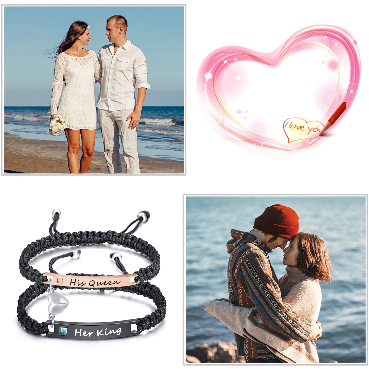 MEALGUET Personalized Couple Bracelet Customized Couple Bracelets Set Mutual Attraction Custom Name Relationship Bracelet Personalized Gift for Men Women, Handmade