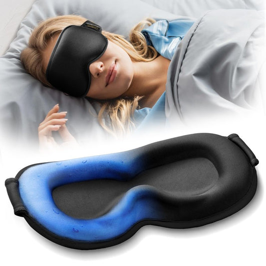 3D Weighted Cooling Gel Eye Mask for Sleeping, FSA Eligible Items HSA, 6oz Gel-Weighted Sleep Mask, 100% Blackout, Gentle Pressure & Cold Relief for Migraine, Ice Cold Mask for Travel Essentials